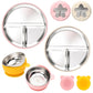 Misslili Stainless Steel Baby Plate And Bowls With Suction, Divided Kids Baby Plate And Toddler Bowl With Removable Silicone Suc