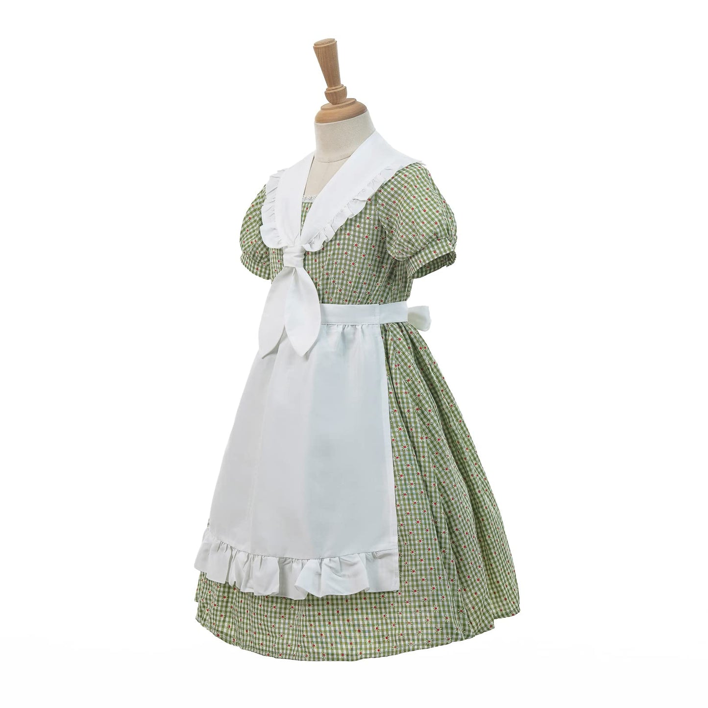 Nuoqi Prairie Dresses For Girls Pioneer Laura Ingalls Wilder Costume Colonial Girls Costume 4-5, Green