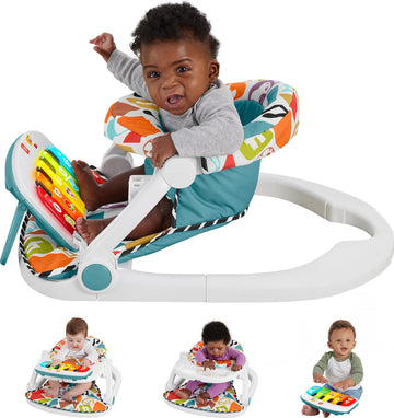 Fisher-Price Baby Portable Chair Deluxe Kick & Play Sit-Me-Up Floor Seat with Piano Learning Toy & Snack Tray for Infants to Tod