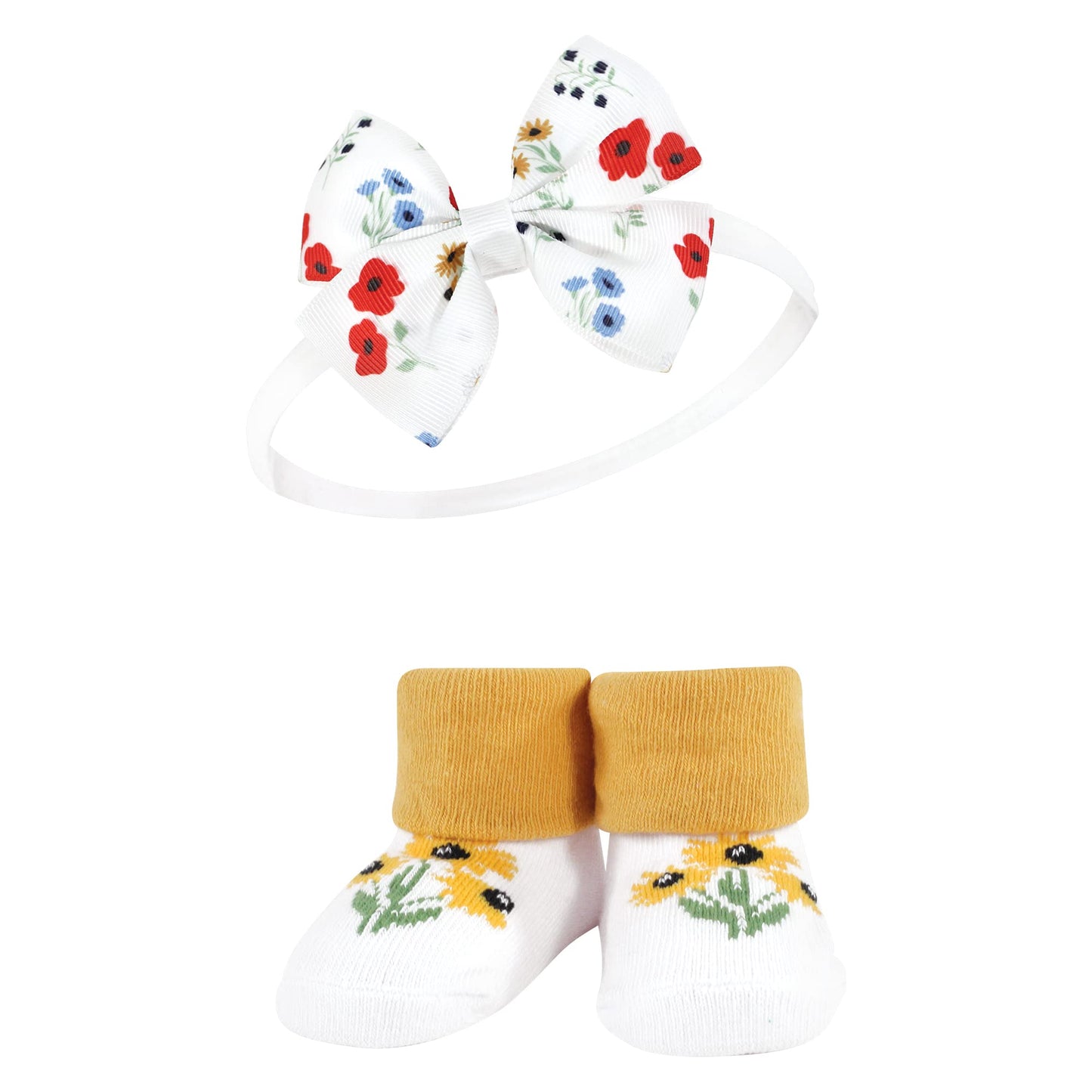 Hudson Baby Baby Girls' Headband And Socks Giftset, Wildflower, One Size