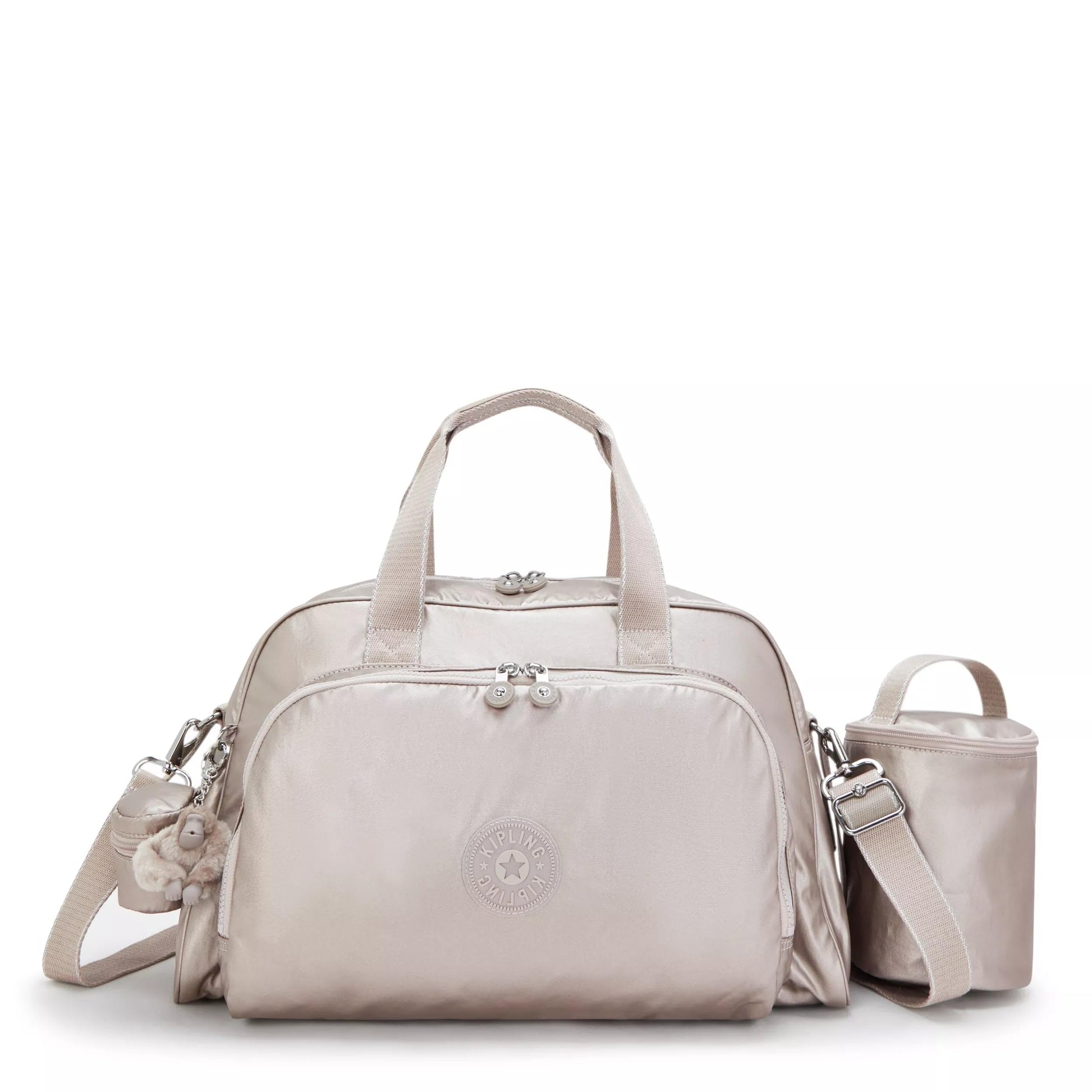 Kipling Womens Camama Solid Diaper Bag, Stroller Clips, Insulated Bottle Holder, Zip Closure