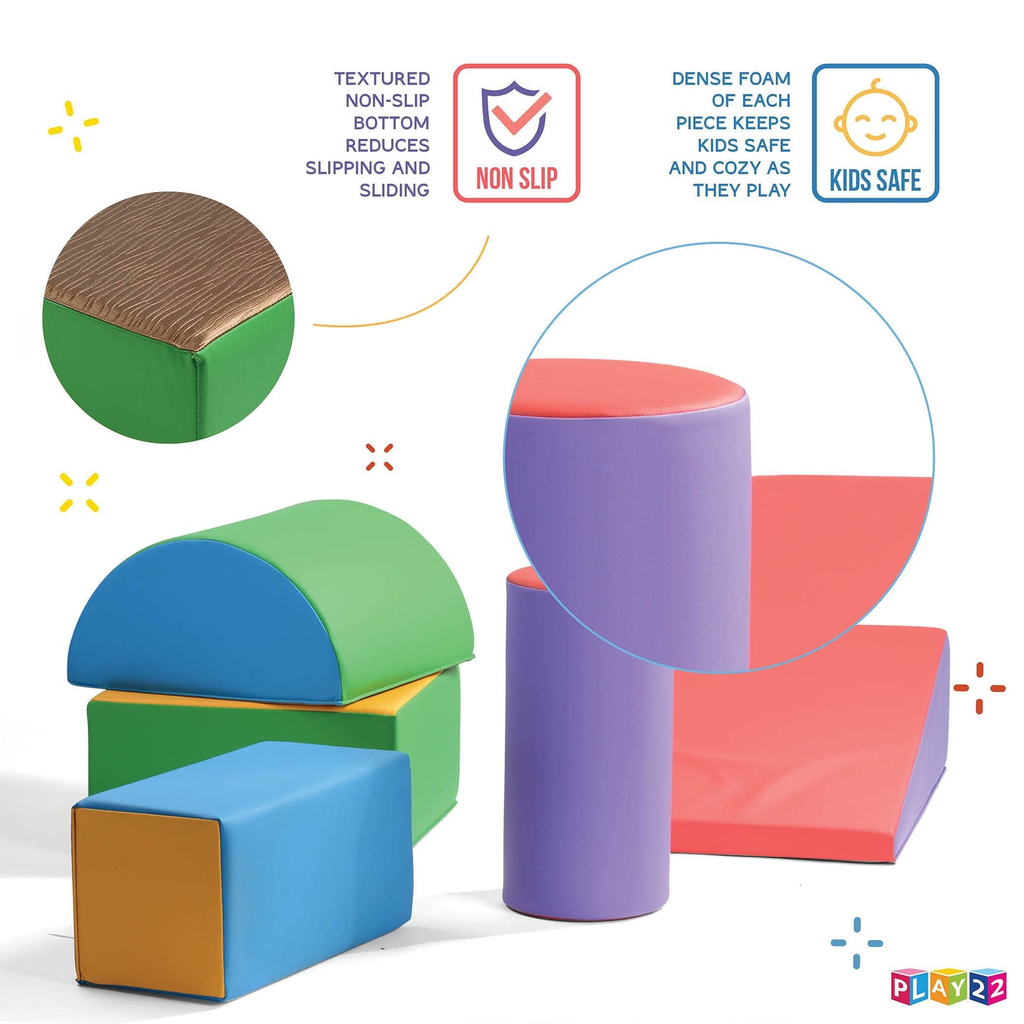 Climb And Crawl Activity Play Set - Climbing Foam Shape Toy For Toddlers 5 Piece Soft Zone Climbing Blocks, Safe Indoor Crawling