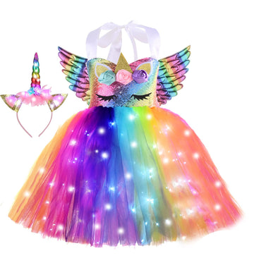 Zerostage Led Unicorn Toddler Girl Halloween Costume 3 4 Year Old Light Up Birthday Gifts Christmas Party Outfits Sequin Tutu Dr