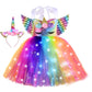 Light Up Unicorn Birthday Decorations For Girls Halloween Christmas Party Outfits Led Kids Princess Flower Tutu Sequin Dress 5 6