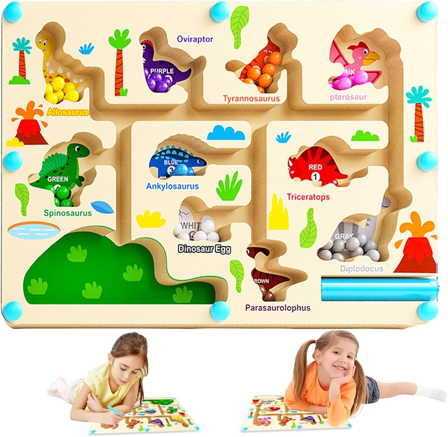 N2K2 Enterprise Magnetic Color And Number Maze  Educational Fine Motor Skills Toys For Boys Girls 3 4 5 Years Old, Wooden Color