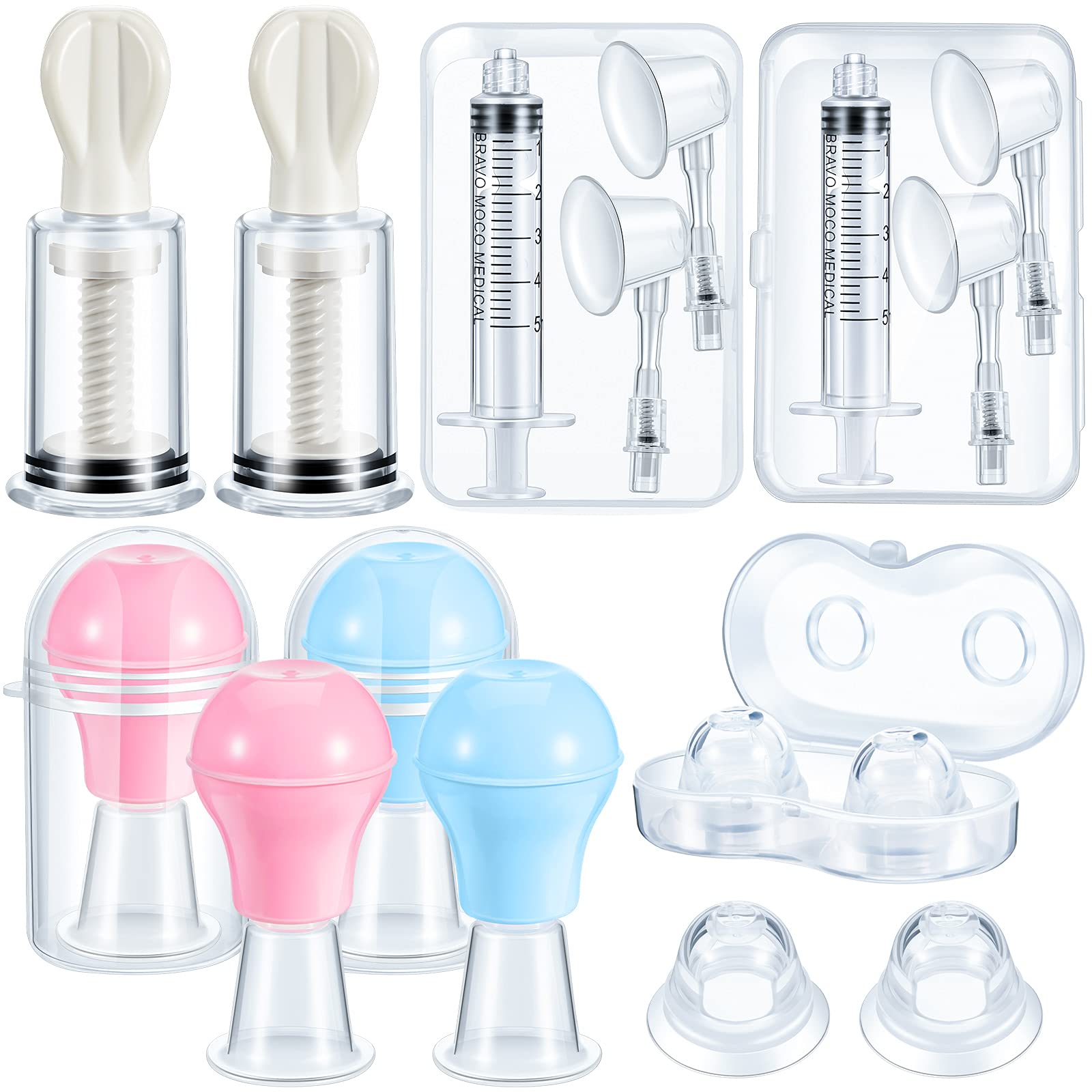 Bbto 8 Pieces Nipple Suction Cups Nipple Corrector Sucker Nipple Pullers Aspirator Women Nipple Everter Flat Inverted For Breast