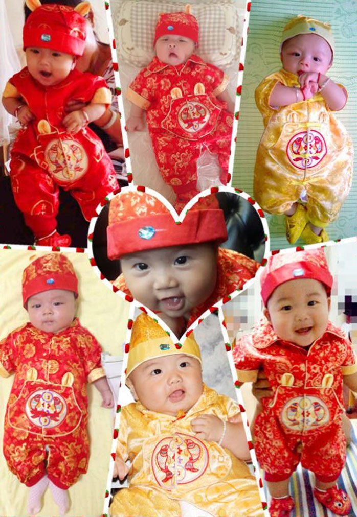 Crb Fashion Baby Newborn Boy Girls Chinese New Years Asian Shirt Outfit  (2 To 4 Months, Short Sleeves Dragon)