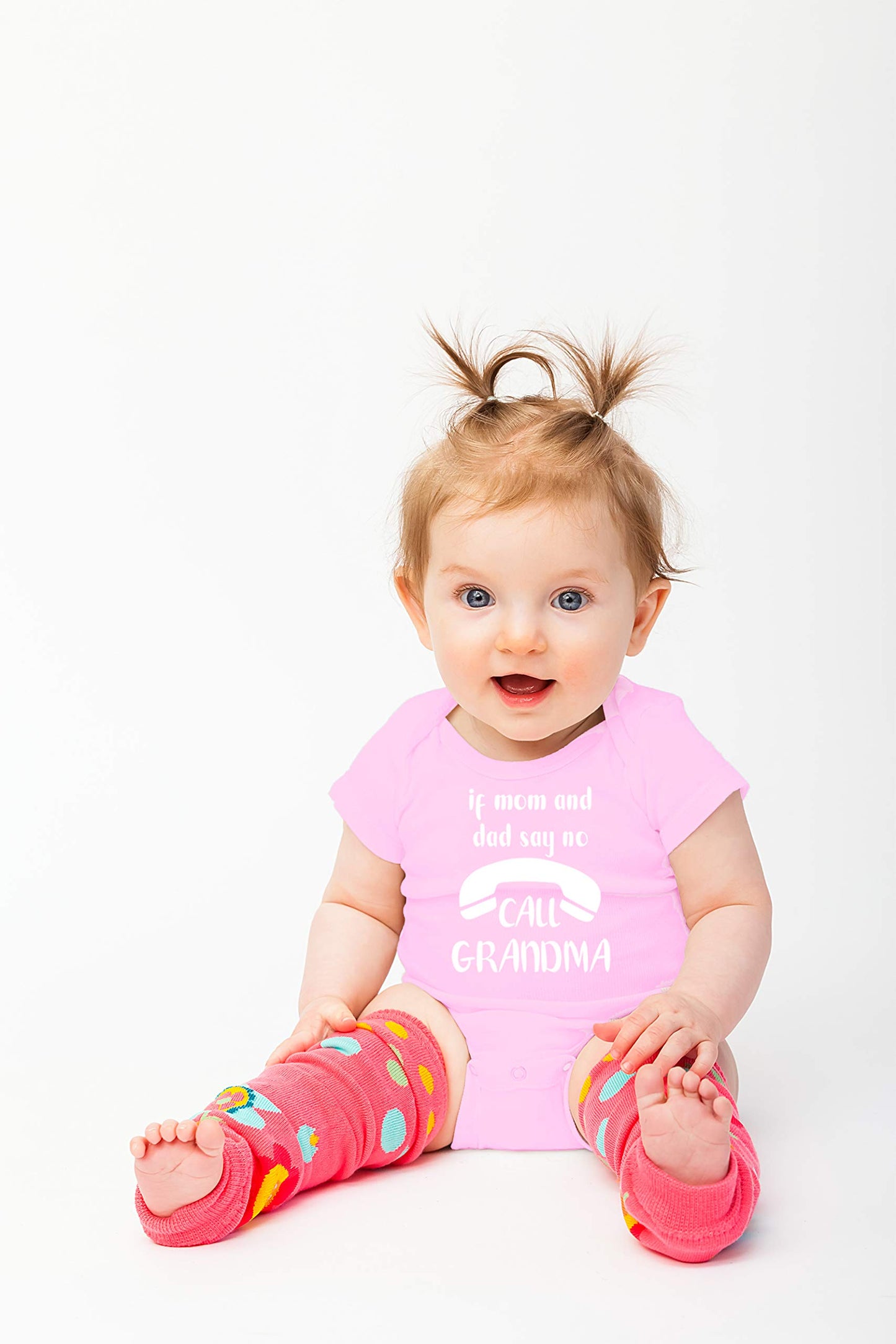 If Mom And Dad Say No Call Grandma - Funny Baby Essentials Bodysuit - Cute Newborn Boy Clothes (12 Months, Pink)