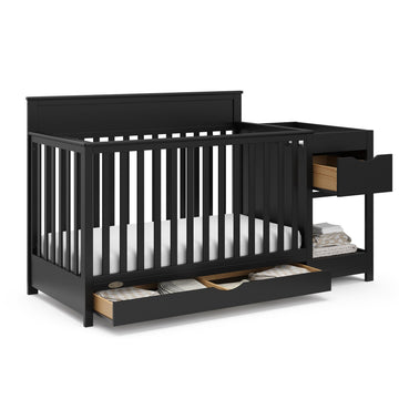 Graco Shiloh 5-in-1 Convertible Crib & Changer with Drawer (Black) - GREENGUARD Gold Certified Baby Crib Crafted from Wood, Conv