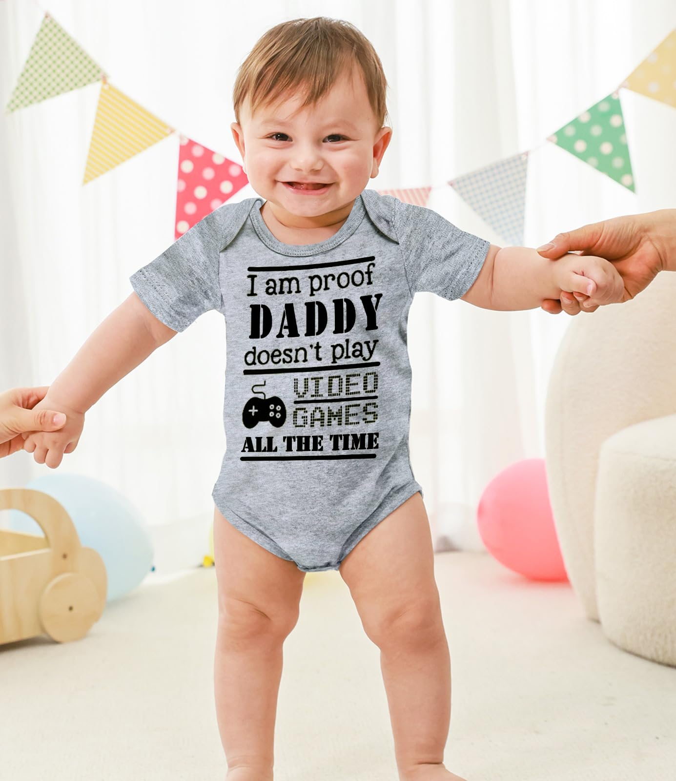 Unicomidea Unisex Baby Clothes I Am Proof Daddy Doesn'T Play Video Games All The Time Infant Bodysuit Classic Baby Girls Rompers