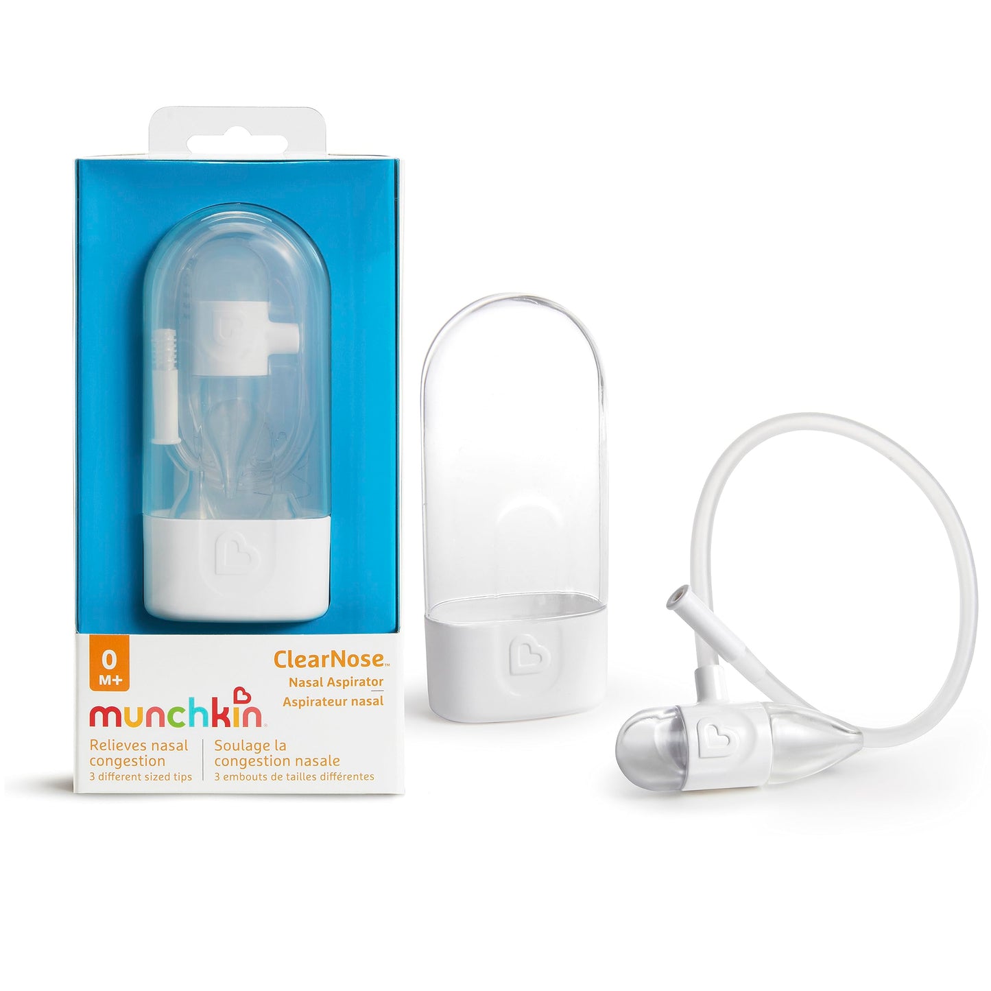 Munchkin Clearnose Baby Nasal Aspirator - No Filters Needed, Gentle Nose Sucker For Baby Snot, Clear/White