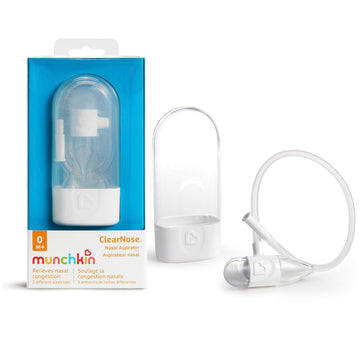 Munchkin Clearnose Baby Nasal Aspirator - No Filters Needed, Gentle Nose Sucker For Baby Snot, Clear/White