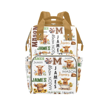 Personalized Diaper Bag Backpack for Women, Custom Name Nursing Mommy Daypack, Diaper Bag for Girls Boys, New Mom Gifts (Sunflow