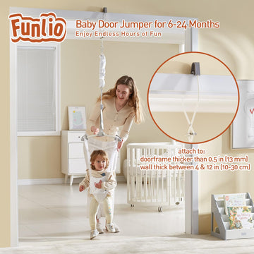 Funlio Baby Door Jumper For 6-24 Months (With Door Clamp), Bearing 40 Lbs, Baby Jumper Doorway With Strong Spring & Adjustable S