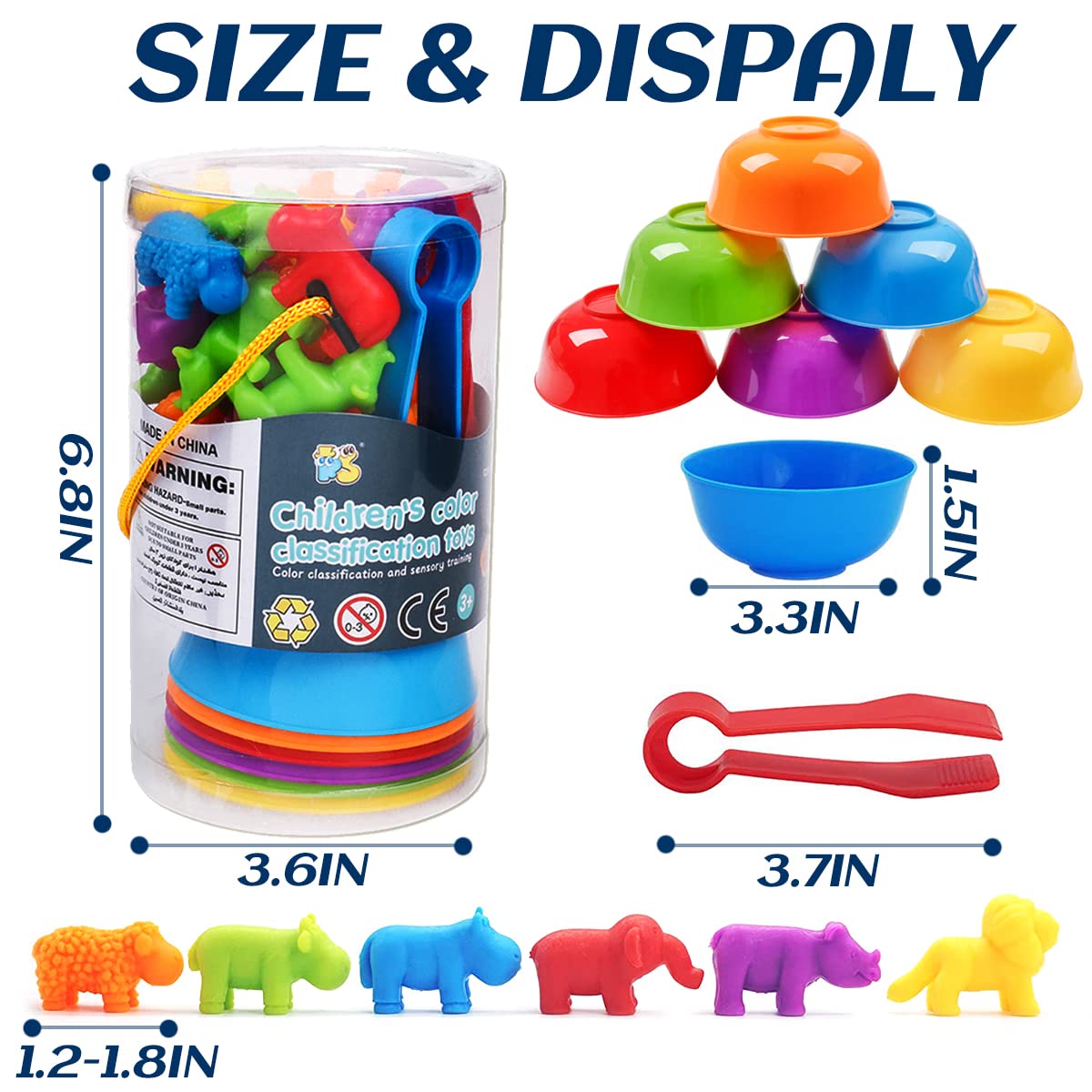 Skrtuan Counting Animal Montessori Toys for 3 4 5 Years Old Boys Girls, Matching Games Sensory Toys Fine Motor Skills Easter Bas