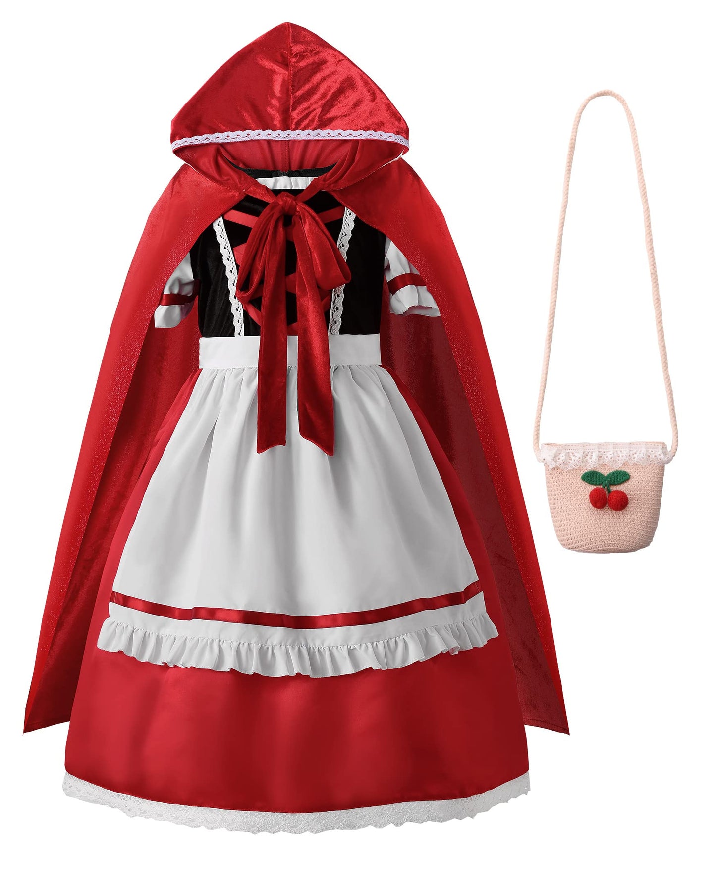 Reliparty Girls Costume For Girls Deluxe Costume Halloween Dress With Cloak,Apron, Bag, 100