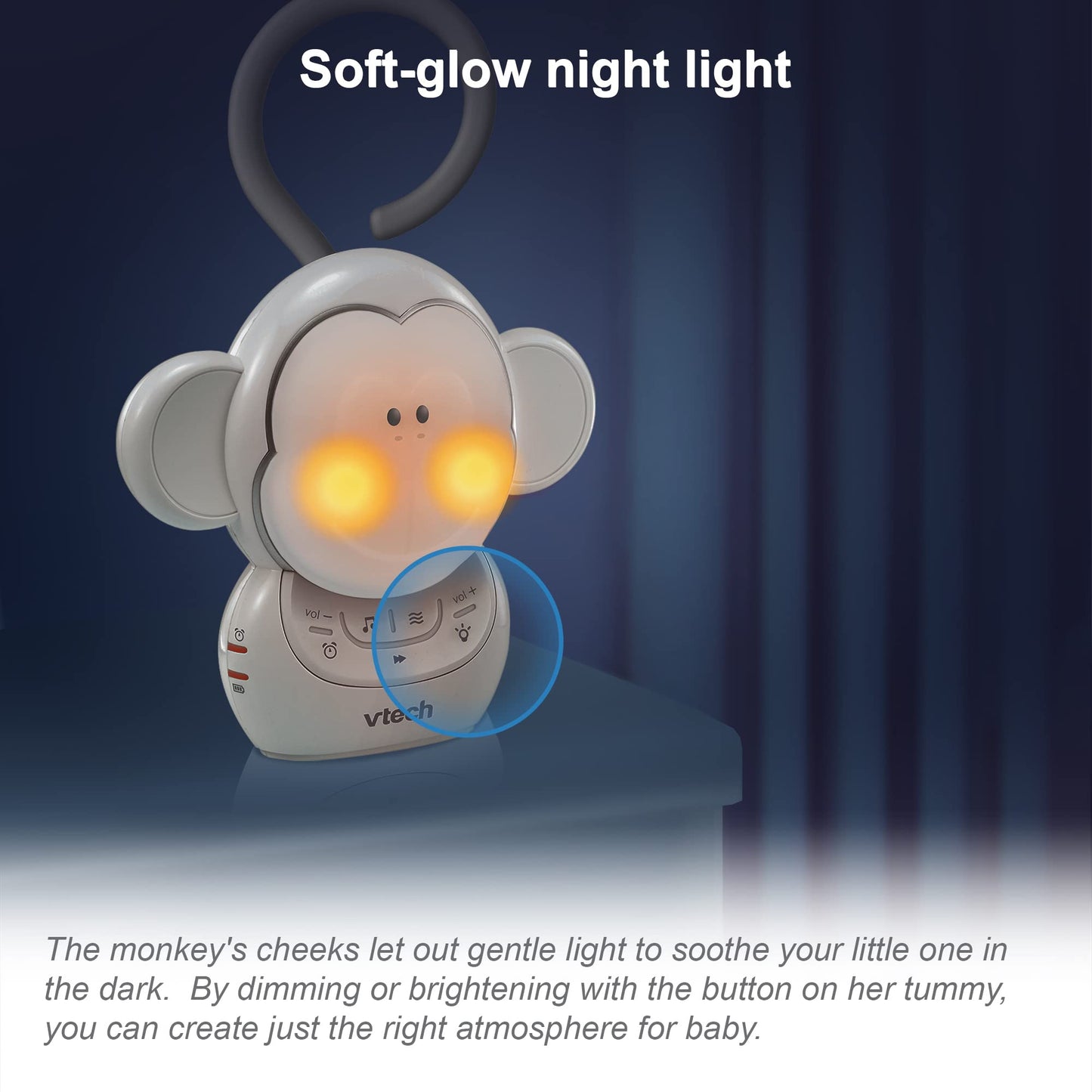 Vtech Dm1411 Audio Baby Monitor & Portable Soother Dual-Unit Rechargeable Battery, Long Range, Soft-Glow Night Light, Soothing S