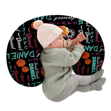Rucekia Baby Nursing Pillow Cover - Personalized Name Basketball Theme Breastfeeding U-Shaped for Bottle Feeding, Ultra Soft Com