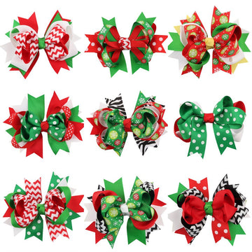 Himine 9Pcs Halloween Christmas Cartoon Bowknot Hairpin Accessories For Girls (Christmas)