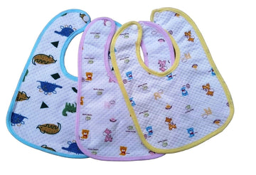 Babygo Cotton Baby Bibs | Multicolored Waterproof Feeding Bibs With Titch Button, Soft, Washable & Reusable, Comfortable Feeding