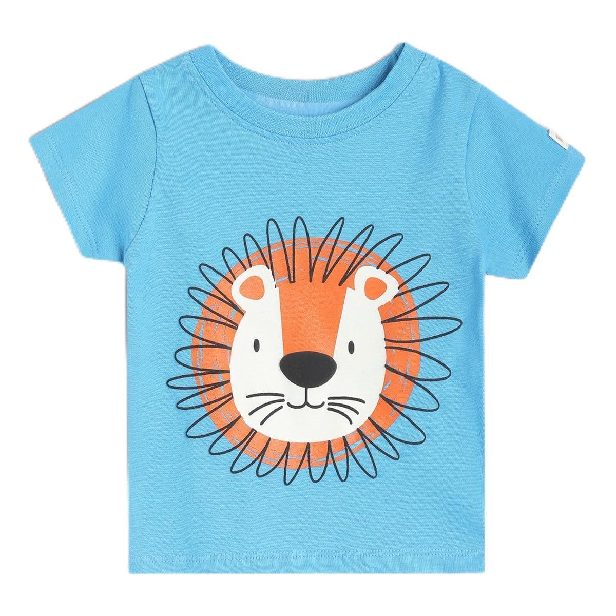 Miniklub Cotton Half Sleeve Animal Printed Tee  (1218M) Blue
