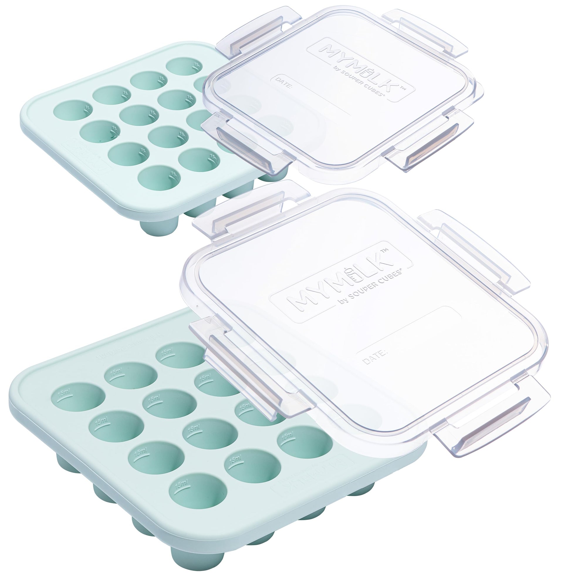 Souper Cubes Mymilk 1/2 Oz. Silicone Breast Milk Freezer Trays, Each Pure Platinum Food-Grade Silicone Tray Holds 8 Oz., Perfect