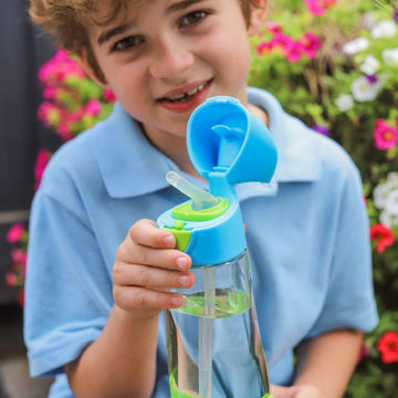 B.Box 15Oz Tritan Straw Bottle | Modern Water Bottle With Flip Straw For Toddlers & Kids | Spill Proof, Bpa Free (Lemon Sherbet,