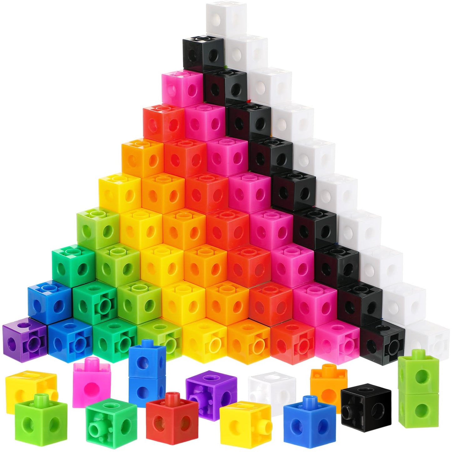 Jenaai 300 Pcs Counting Cubes, Plastic Connecting Blocks, Colorful Math Cubes, Math Manipulatives Classroom Learning Supplies, P