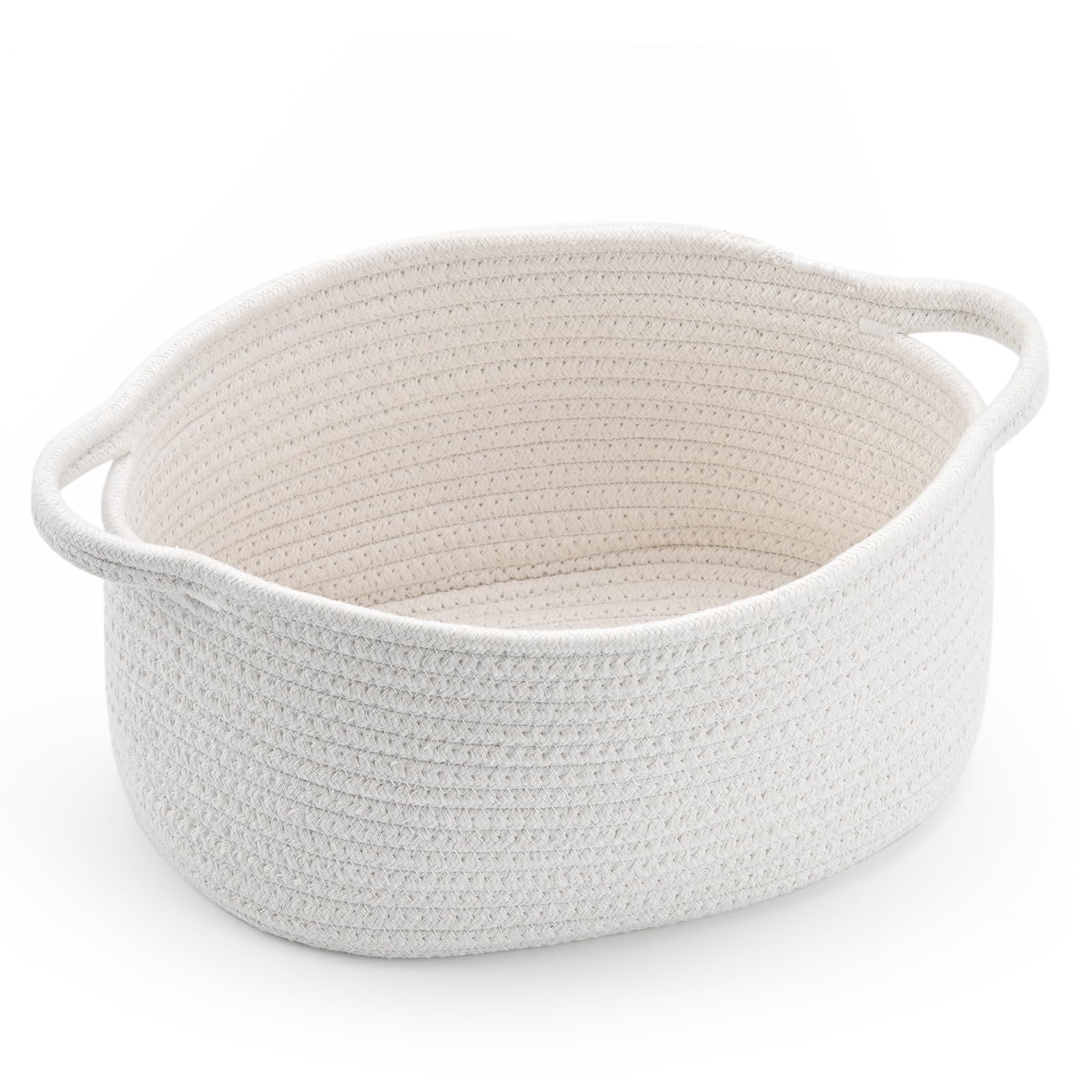 Cute Woven Storage Basket With Handle, Container For Gifts Empty, Decorative Organizer Bins Box For Pet Dog Toys Baby Essentials