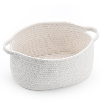 Cute Woven Storage Basket With Handle, Container For Gifts Empty, Decorative Organizer Bins Box For Pet Dog Toys Baby Essentials