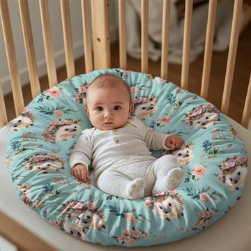 Babrukda Cute Flower Hedgehog Baby Lounger Cover for Newborn Baby Lounger Pillow Cover Baby Nest Breathable Infant Floor Seat Co