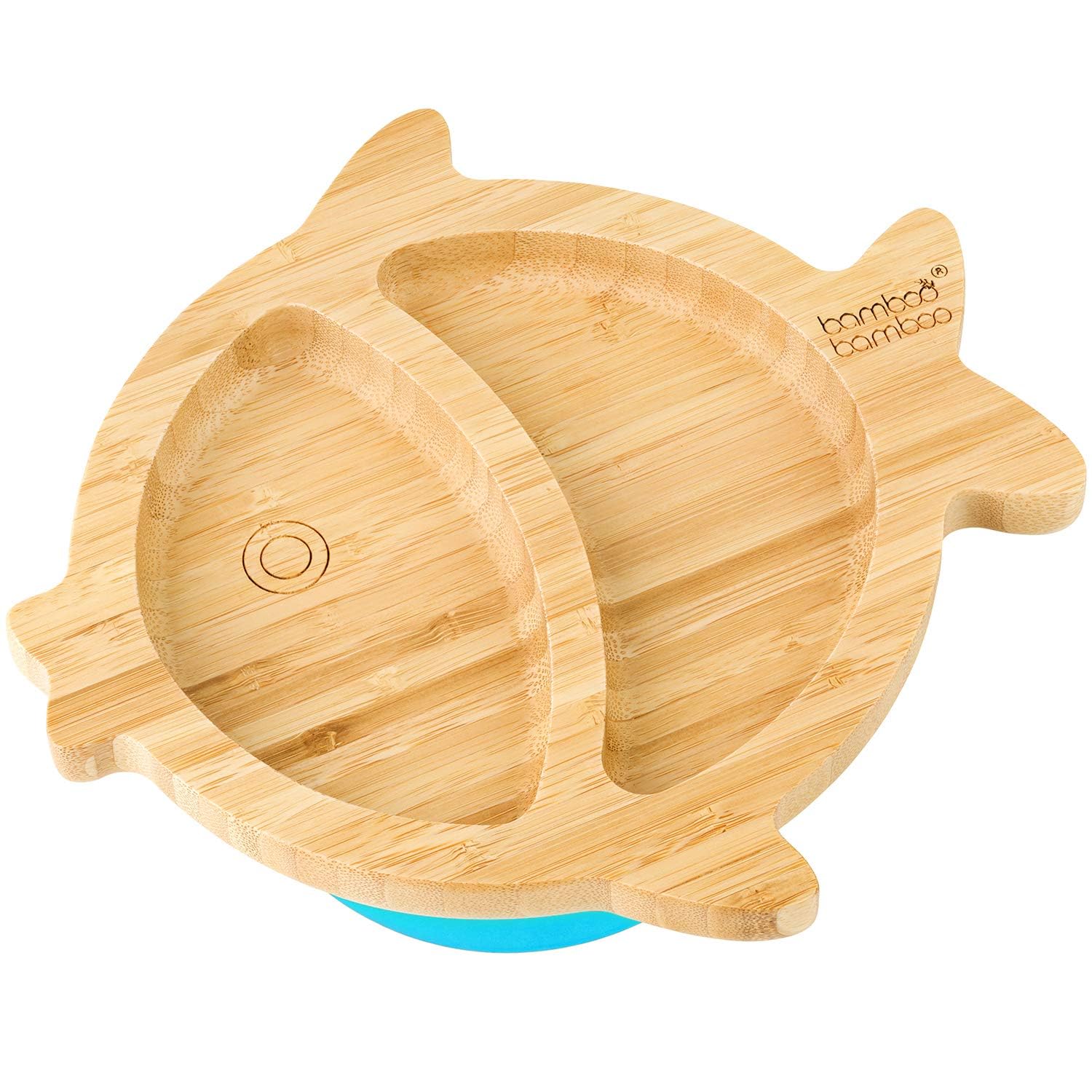 Bamboo Baby Plate with Suction - Kids and Toddler Suction Cup Plate for Babies, Non-toxic All-Natural Bamboo Baby Food Plate Sta