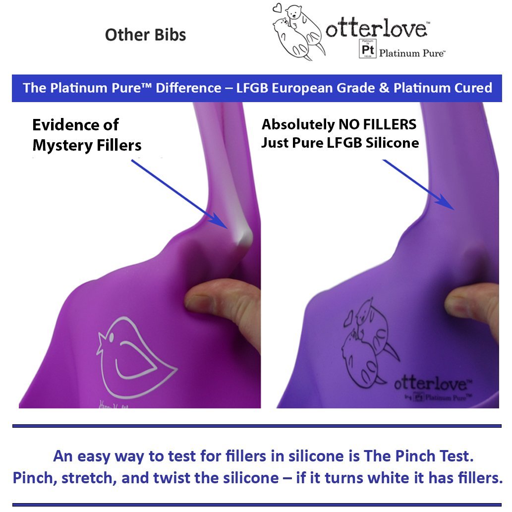 Otterlove Silicone Bib-100% Pure Platinum Lfgb Baby Bibs 6-48 Months-No Fillers-Bpa And Phthalate Free (2 Bib Pack - Blue Elepha