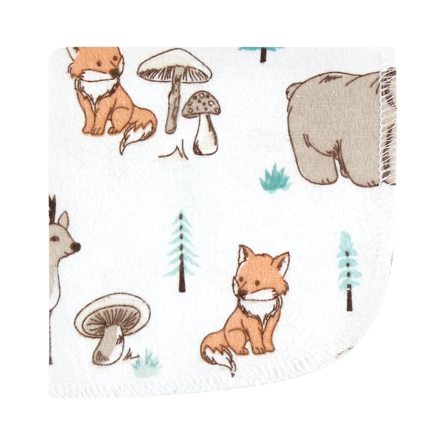 Hudson Baby Unisex Baby Flannel Washcloths, Neutral Woodland Pals 10Pk, One Size