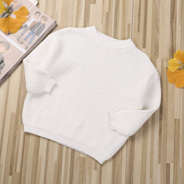 Afunbaby Baby Girl Boy Knit Sweater Blouse Pullover Sweatshirt Warm Crewneck Long Sleeve Tops For Infant Toddler (4-5T,A-White)