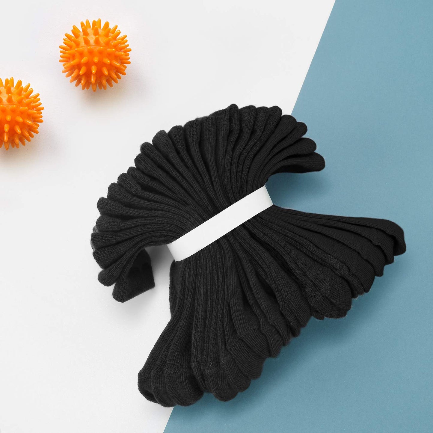 Jakidar 12 Pairs Baby Socks Cotton Crew Toddler Socks Grips Non Slip Bottom Kids Socks, Black 2-4T