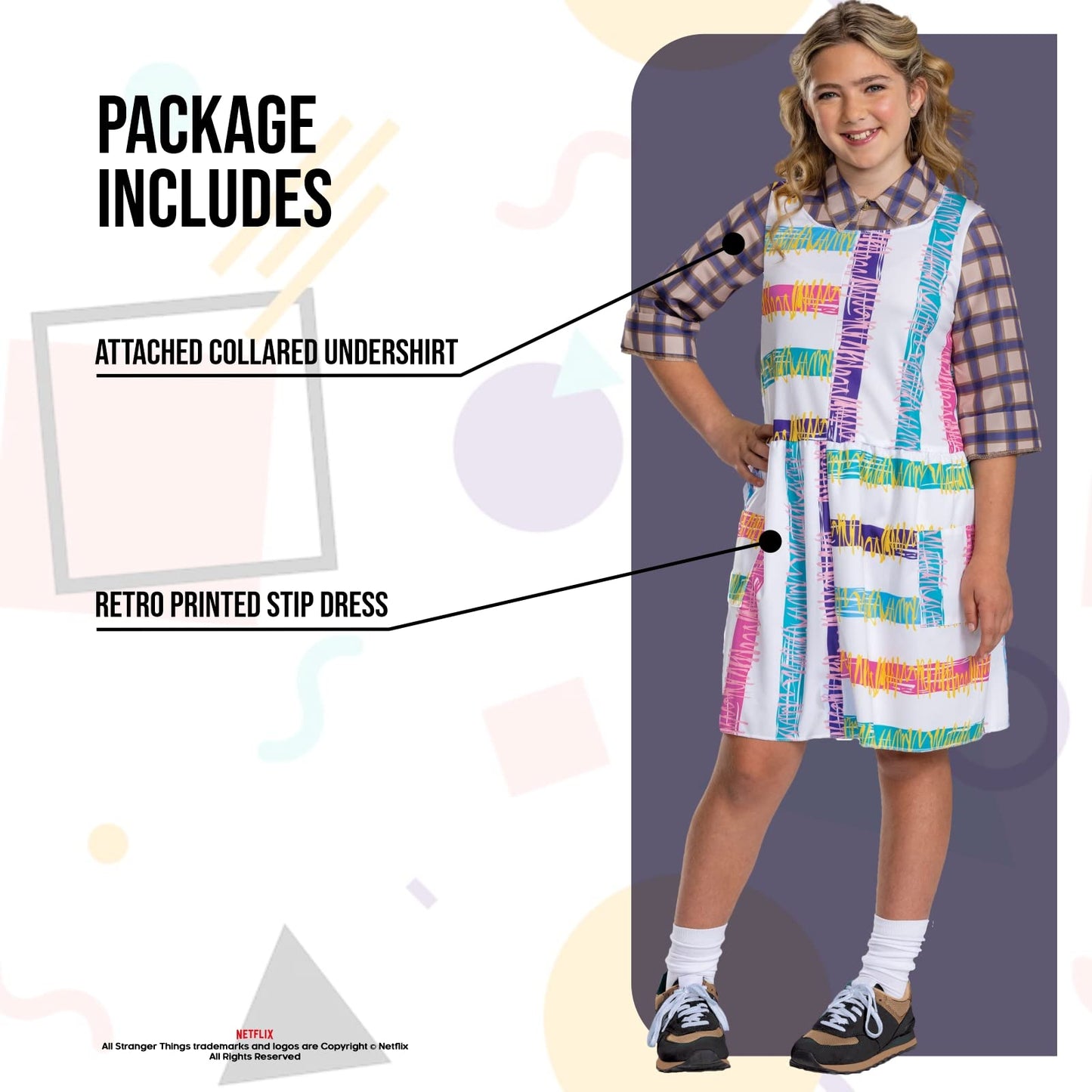 Eleven Costume For Kids, Official Stranger Things Costume Dress, Child Size Large (10-12)