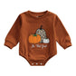Baby Halloween Outfit Boy Girl Oversized Pumpkin Sweatshirt Romper Crewneck Pullover Sweater Onesie Fall Clothes (Pumpkin Brown,