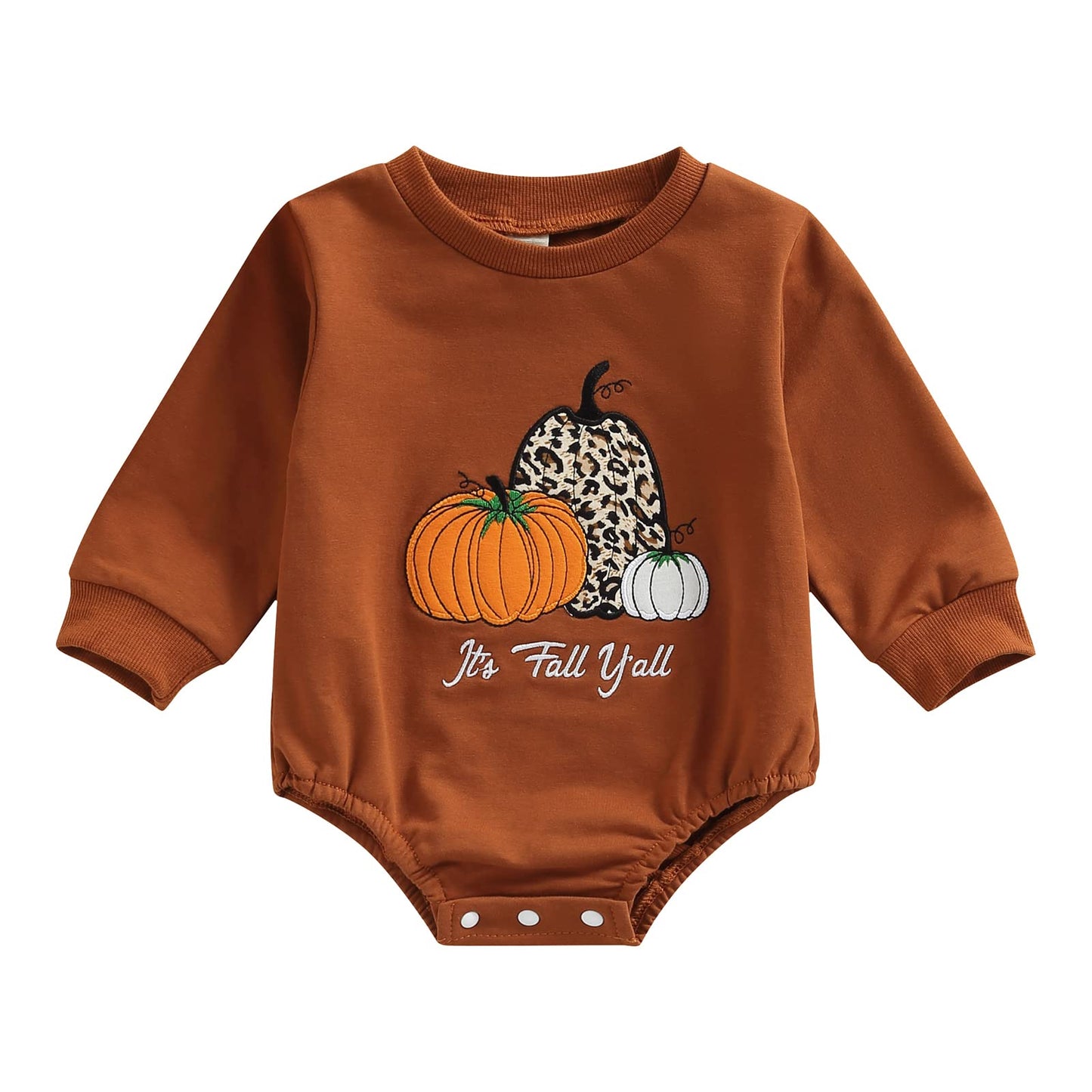 Baby Halloween Outfit Boy Girl Oversized Pumpkin Sweatshirt Romper Crewneck Pullover Sweater Onesie Fall Clothes (Pumpkin Brown,