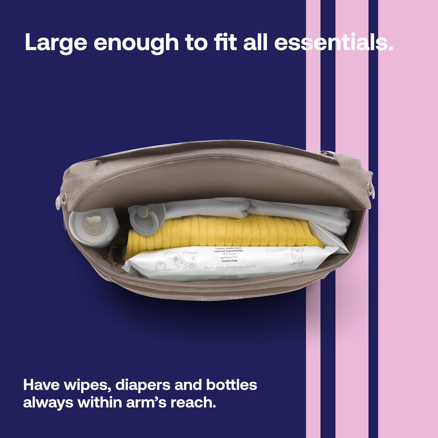 Bugaboo Organizer - Compact Size Multipocket Diaper Bag -Compatible With Any Stroller - Attaches To The Handlebar (Desert Taupe)