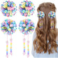 Cn 4Pcs Hair Bows For Girls, Flower Hair Rainbow Accessories For Girls Rainbow Toddler Bows With Alligator Clips Girl Hair Acces