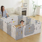 Foldable Baby playpen Baby Folding Play Pen Kids Activity Centre Safety Play Yard Home Indoor Outdoor New Pen (Gery)