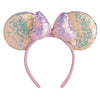 Chuangqi 1Pcs Mouse Ears Shiny Headband With 3D Bow, Double-Sided Sequin Hair Band For Birthday Party Or Amusement Park (Pink Ea