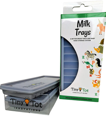 Breast Milk Freezer Storage Trays W/Carrier, 10-1Oz Bars, 2 Silicone Containers W/Silicone Lids And Carrier, Food Grade Silicone