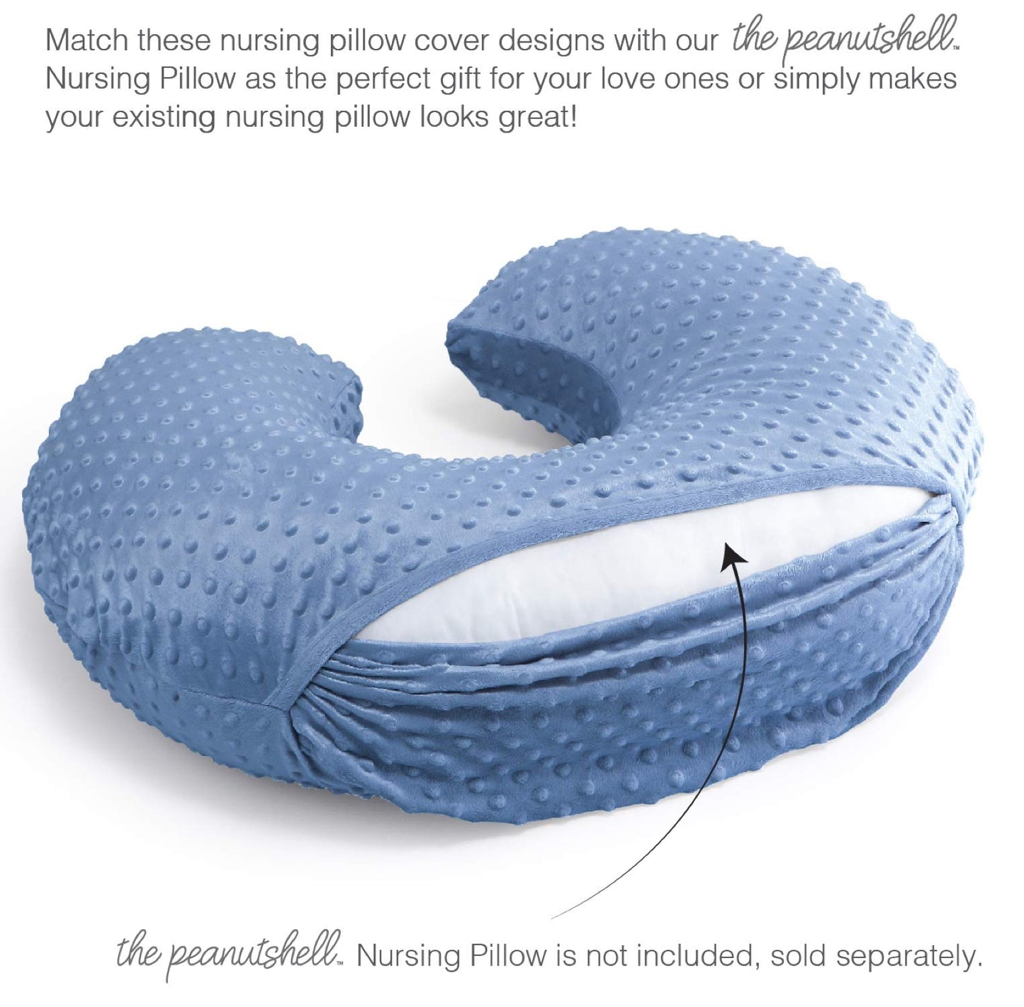 The Peanutshell Nursing Pillow Cover Set For Baby Boys Or Girls | Dinosaur & Navy Blue Minky Dot | Unisex 2 Pack