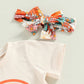 Lamuusaa Toddler Baby Girl Birthday Outfit Groovy One/Two Groovy Romper Shirts Flower Bell Bottoms Headband Boho Clothes