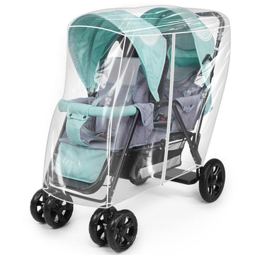 Double Stroller Rain Cover, Waterproof Weather Shield For Tandem Double Stroller, Twins Stroller Cover For Rain/Wind/Snow/Cold/D