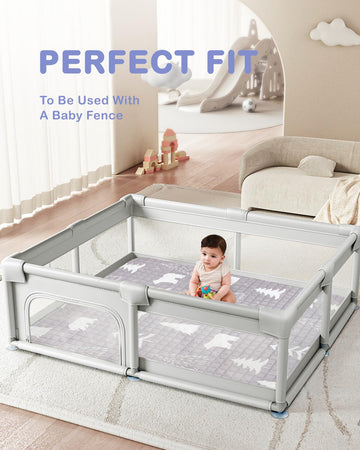Wonday Thick Baby Floor Playmat For Playpen, Bear Foldable Kids Crawling Mat 71 X 79 For Babies 6-12 Months, Infant Playpen Mat