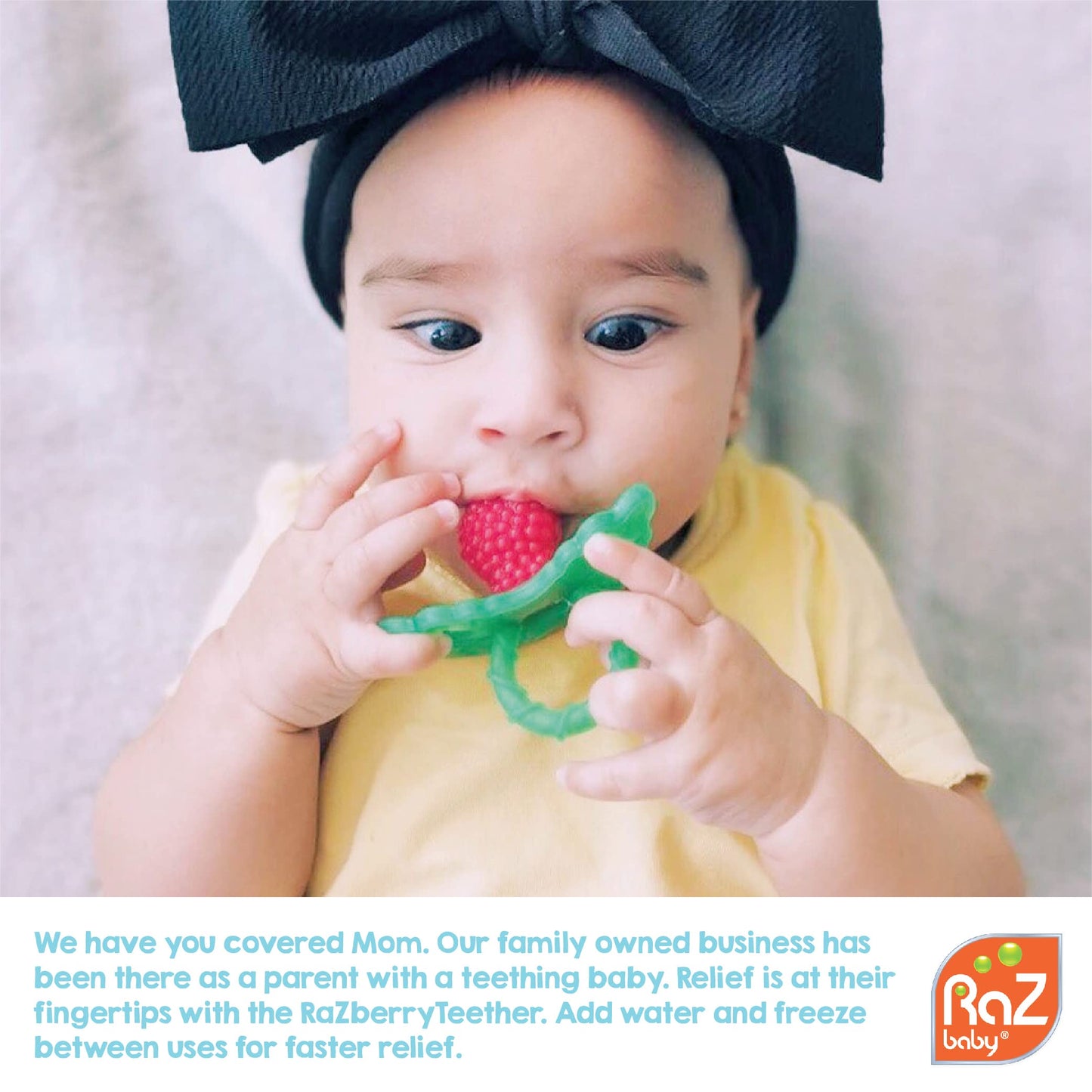 RaZbaby RaZberry Silicone Teether Pacifier - Teething Relief for Infants 3m+, Food-Grade, BPA-Free, Hands-Free, Natural Berrybum