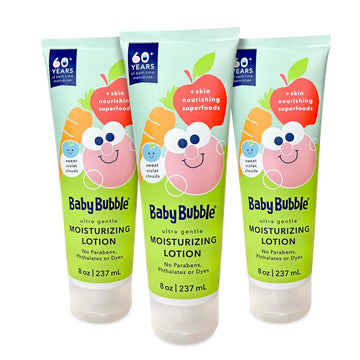 Mr. Bubble Baby Bubble Ultra Gentle Moisturizing Lotion for Babies, Sweet Violet Clouds Scent, 8 oz, Pack of 3